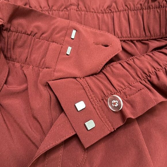 Athleta Skyline Belted Paperbag High Rise Red Ankle Pants Size 0 - Picture 6 of 12